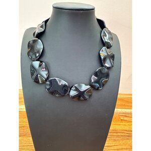 Black Chunky Statement Necklace With Adjustable Chain & Large Beads